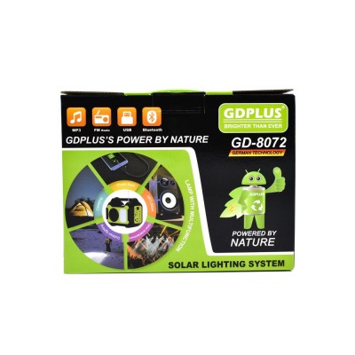 Ηλιακό Σύστημα Φωτισμού με 4 Λάμπες, Φακό & Φορτιστής Κινητών GDPLUS GD-8072