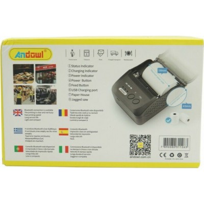 Bluetooth Θερμικός Εκτυπωτής 58mm - Bluetooth Thermal Printer Andowl Q-P01