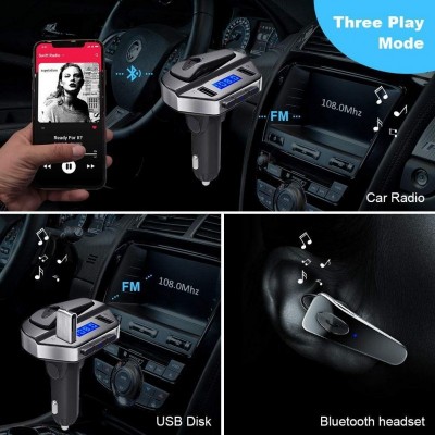 Σύστημα Ηandsfree με Ακουστικό, Fm Transmitter & Διπλό Φορτιστή USB Αυτοκινήτου Bluetooth με MP3 Player - Hands Free Car Kit FM.