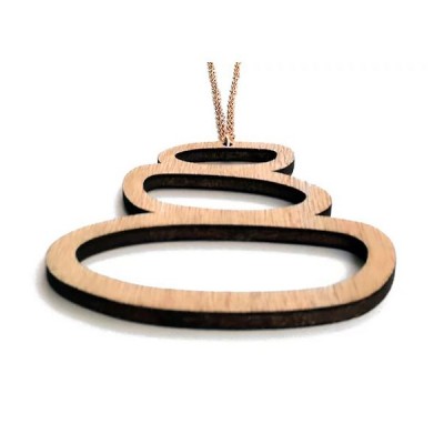 Κολιέ Three Rocks Necklace Ξύλο με Μακριά Αλυσίδα 40cm