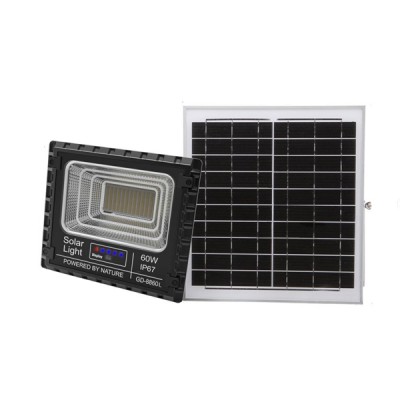 60W Αδιάβροχος Ηλιακός Προβολέας Αλουμινίου GD-8860L με Φωτοβολταϊκό Πάνελ, Τηλεκοντρόλ και Χρονοδιακόπτη - Solar Panel