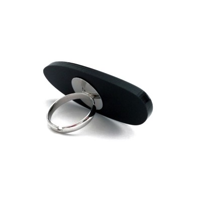 Δαχτυλίδι Fashion Black Long με Μαύρο Plexiglass και Ρυθμιζόμενη Βέρα