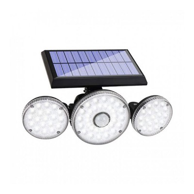 Τριπλό Ηλιακό Επιτοίχιο Φωτιστικό LED με Ανιχνευτή Κίνησης Μαύρο