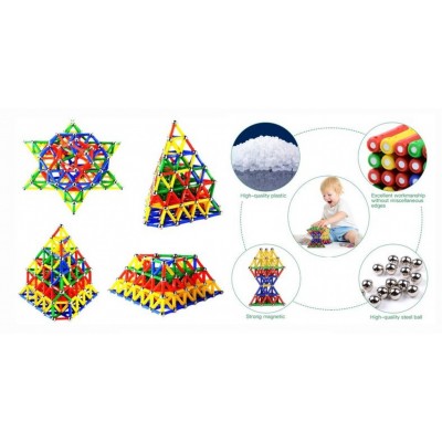 Σετ 100pcs Μαγνητικοί Ράβδοι & Μπίλιες Κατασκευών - Παιδικό Παιχνίδι Magnetic Wand Game