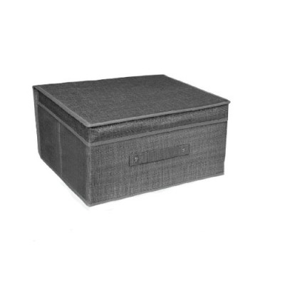 Υφασμάτινο Κουτί Αποθήκευσης Γενικής Χρήσης Γκρί Mε Καπάκι - 60x40x30 cm