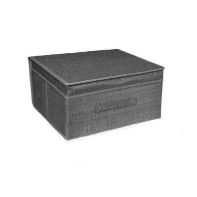Υφασμάτινο Κουτί Αποθήκευσης Γενικής Χρήσης Γκρί Mε Καπάκι - 60x40x30 cm