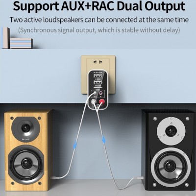 Andowl® Πομπός Ήχου Δέκτης 2RCA Aux Wireless Audio Adapter με Τηλεχειριστήριο & Υποστήριξη Κάρτας TF & USB Flashdrive Φορτιστής Τοίχου Κ16