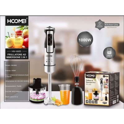 Ραβδομπλέντερ με Ανοξείδωτη Ράβδο Inox  1000W 3 σε 1 Hoomei HM-6685