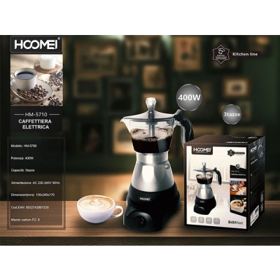 Ηλεκτρικό Μπρίκι Espresso 3cups 400W Μαύρο Hoomei HM-5710