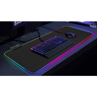 Αντιολισθητικό Gaming Mouse Pad Φωτιζόμενο με LED Αυτόματης Εναλλαγής 7 Χρωμάτων 80x30cm Μαύρο