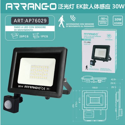 LED Προβολέας Ισχύος 30W με Αισθητήρα Κίνησης ARRANGO AP76029