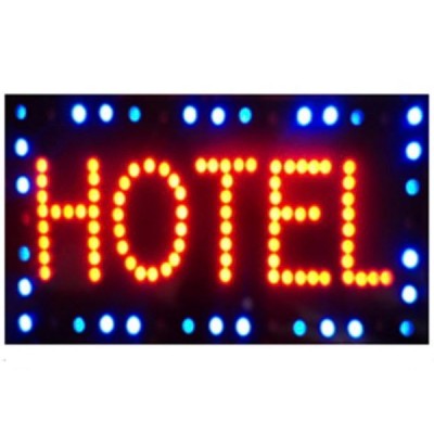 RETRO Φωτιζόμενη Διαφημιστική LED Πινακιδα με Εφέ Κίνησης 48x25cm HOTEL