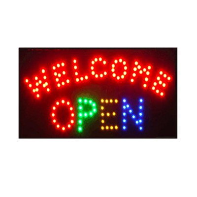 Φωτιζόμενη Διαφημιστική LED Πινακιδα με Εφέ Κίνησης 48x25cm WELCOME OPEN