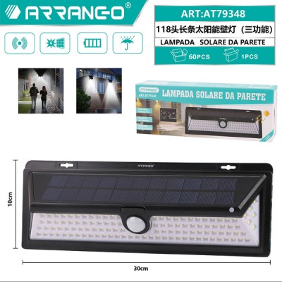 Αδιάβροχος Ηλιακός Προβολέας LED Φωτιστικό Δρόμου/Εξωτερικό Φως Mε 118 LED, Αισθητήρας κίνησης 270 °,  3 Λειτουργίες Φωτισμού 1200LM  Led  Solar Energy Panel IP65 AT79348
