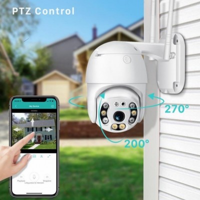 ICSee Αδιάβροχη Έξυπνη PTZ Κάμερα Ασφαλείας 3MP 1080p με WiFi - Αpp Εφαρμογή Παρακολούθησης - Νυχτερινή Λήψη & Μικρόφωνο