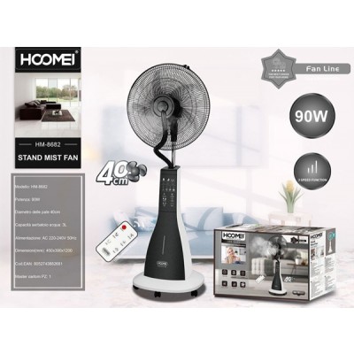 Επιδαπέδιος Ανεμιστήρας Υδρονέφωσης 90W Διαμέτρου 40cm με Τηλεχειριστήριο  Hoomei HM-8682