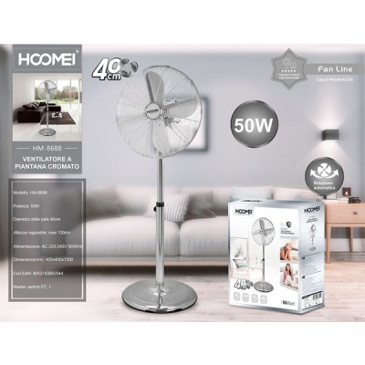 Ανεμιστήρας Ορθοστάτης 50W Διαμέτρου 40cm Hoomei HM-8688