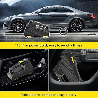Mini Τρόμπα Έκτακτης Ανάγκης Αυτοκινήτου 150 PSI CarSun® με Φακό, Οθόνη Αφής για Ρύθμιση & Προβολή Πίεσης, Χειρολαβή, 12V Κομπρεσέρ Αέρος, C3012-1