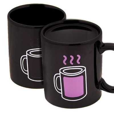 Πορσελάνινη Κούπα Battery Color Μαύρη που Αντιδράει στη Θερμότητα για Καφέ & Τσάι