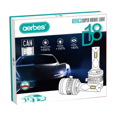 H4 Σετ 2 Τεμάχια Led Λάμπες D18 Αυτοκινήτου SMD 180W 20000lm - Led Headlight