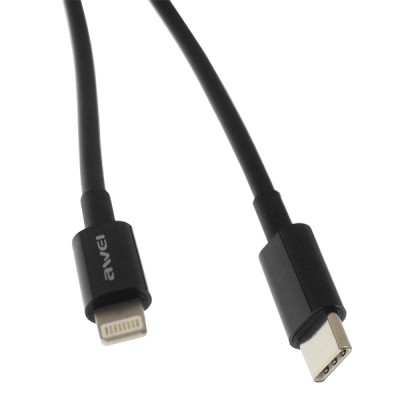 Awei CL-68 USB 2.0 Cable USB-C male - Lightning Μαύρο 1m