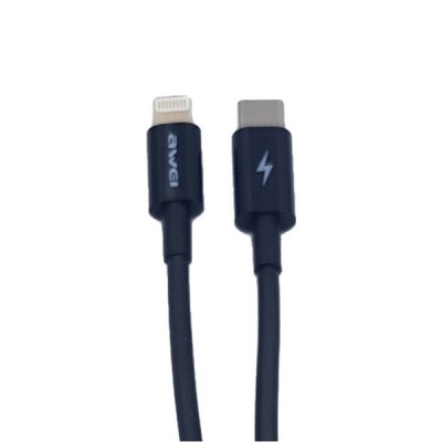 Awei CL-68 USB 2.0 Cable USB-C male - Lightning Μαύρο 1m