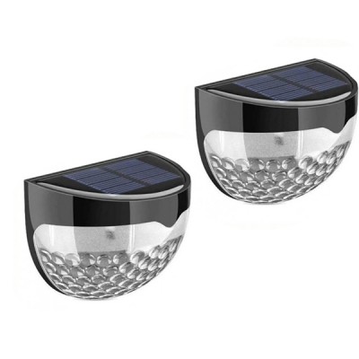 Σετ 2 x Αδιάβροχο Επιτοίχιο Ηλιακό Φωτιστικό 6 LED Ψυχρού Φωτισμού με Φωτοκύτταρο - Solar Fence Light