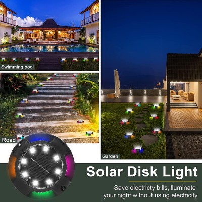 Αδιάβροχο Επιδαπέδιο Ηλιακό 8 RGB LED Φωτιστικό Κήπου με Πάσσαλο & Φωτοκύτταρο Σετ 4τμχ