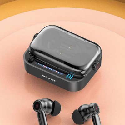 Ασύρματα Ακουστικά Αφής Awei Ψείρες In-ear Bluetooth V5.3 Handsfree με Θήκη Φόρτισης & Χωρίς καλώδια - Μαύρα