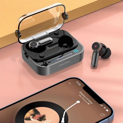 Ασύρματα Ακουστικά Αφής Awei Ψείρες In-ear Bluetooth V5.3 Handsfree με Θήκη Φόρτισης & Χωρίς καλώδια - Μαύρα