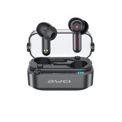 Ασύρματα Ακουστικά Αφής Awei Ψείρες In-ear Bluetooth V5.3 Handsfree με Θήκη Φόρτισης & Χωρίς καλώδια - Μαύρα