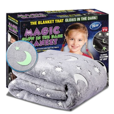 Παιδική Fleece Κουβέρτα 150x120εκ που Φωσφορίζει με Λαμπερά Φωσφορίζοντα Σχέδια - Children's Glow Blanket