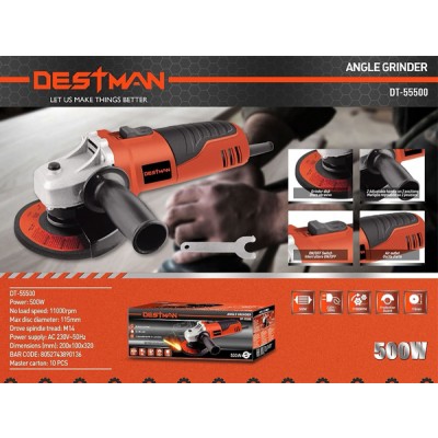 Γωνιακός  Τροχός 115/500 Angle Grinder 115mm Ρεύματος 500W Destman DT-55500