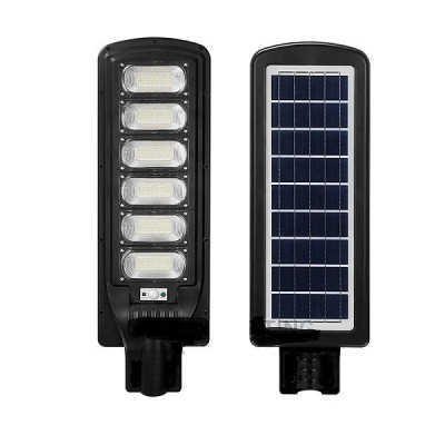 300W Ηλιακό Φωτιστικό Δρόμου με Ανιχνευτή Κίνησης, Αισθητήρα Φωτός & Τηλεχειριστήριο σε Μαύρο Χρώμα