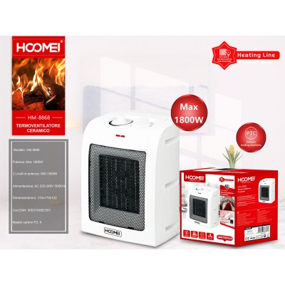 Hoomei Κεραμικό Αερόθερμο Δαπέδου 1800W με 2 Βαθμίδες Θέρμανσης - Πλέγμα Ασφαλείας & Διακόπτη Πτώσης