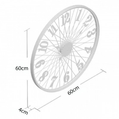 Vintage Μεταλικό Ρολόι Τοίχου Ρόδα Ποδηλάτου 60x60 cm