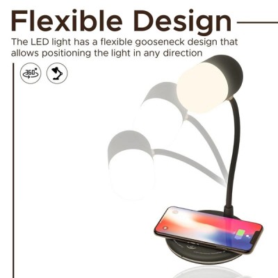 Πολυλειτουργικό Εύκαμπτο Φωτιστικό LED Αφής με Ηχείο Bluetooth και Ασύρματο Φορτιστή Smart Touch L4