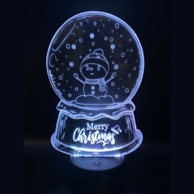 Τηλεχειριζόμενο Τρισδιάστατο LED Φωτιστικό Χιονόμπαλα με Χιονάνθρωπο με 7 Χρωματισμούς - 3D Desk Lamp Snowball Snowman