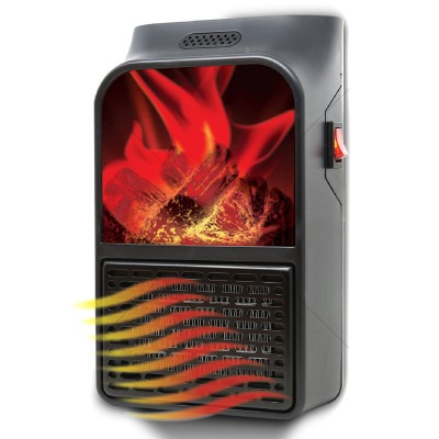 Μίνι Τζάκι Αερόθερμο με Εφέ Φλόγας 1000Watt - Σόμπα Πρίζας με Θερμοστάτη, Χρονοδιακόπτη, LED Οθόνη & Τηλεχειριστήριο - Flame Heater ΟΕΜ