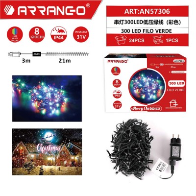 Χριστουγεννιάτικα Λαμπάκια με 300 led Αδιάβροχα IP44, Πολύχρωμό Φωτσμό και 8 Προγράμματα AN57306