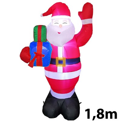180cm  Extra Bright Αδιάβροχος Φωτιζόμενος Φουσκωτός Άγιος Βασίλης με Ισχυρό Φωτισμό LED με Δώρα
