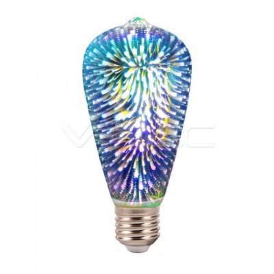 LED Λάμπα 3W E27 με Εφφέ Πυροτεχνήματα ST64 - Filament 3d