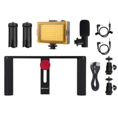 PULUZ 4 σε 1 Selfie KIT με Τρίποδο - Σταθερή Βάση Κινητού, Φωτισμό & Μικρόφωνο