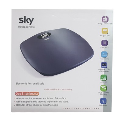 Ψηφιακή Γυάλινη Ζυγαριά Μαύρη Sky EB7006H