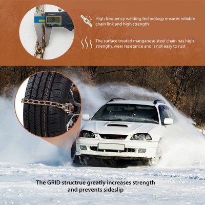 Σετ 10 Universal Ρυθμιζόμενες Αντιολισθητικές Αλυσίδες Χιονιού για Ελαστικά Πλάτους 165-275mm Δρόμου - Λάσπης με Καστάνια Σύσφιξης για κάθε Αυτοκίνητο