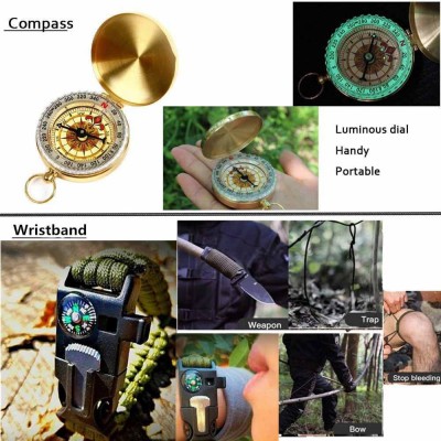 19 σε 1 Σετ Επιβίωσης & Κιτ Έκτακτης Ανάγκης με Ιατρικές Προμήθειες, Σπινθηριστή, Εργαλεία, Μαχαίρι, Πυξίδα, Πριόνι, Ψαρικά, Φακό LED, Κουζινικά & Θερμική Κουβέρτα  20.5x12x8εκ