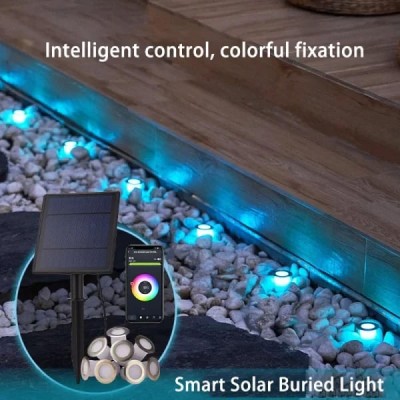 Έξυπνα Ηλιακά Διακοσμητικά LED RGB Φωτιστικά Bluetooth με Καρφωτή Βάση για το Χώμα & App Εφαρμογή Κινητού 8τμχ DC68ZSR