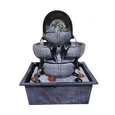 Minimal Διακοσμητικό Συντριβάνι Feng Shui με Τρεχούμενο Νερό και Πολύχρωμο Φωτισμό LED 21x15.5x28 εκ