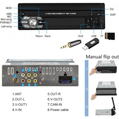 Ενισχυτής Multimedia Οθόνη Αφής 7 inch TFT  Ηχοσύστημα Αυτοκινήτου Bluetooth 1 DIN CTC-703