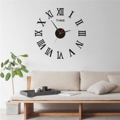 40x40cm Αυτοκόλλητο Ρολόι Τοίχου Ακρυλικό DIY με Μηχανισμό Quartz και Λατινικούς Αριθμούς